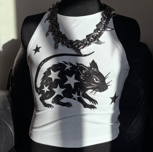 STARRY RAT white crop top