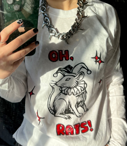 OH, RATS! jester rat white longsleeve top