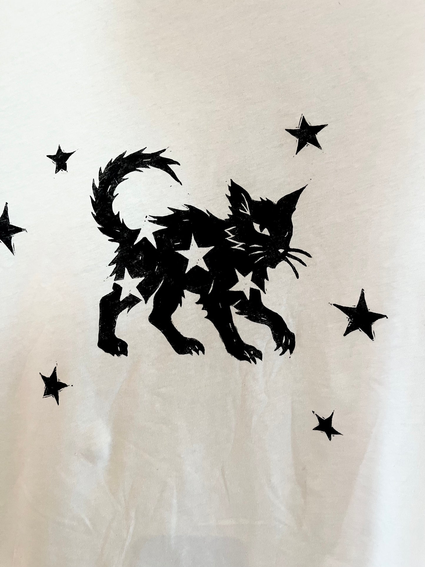 STARRY CAT white T-shirt