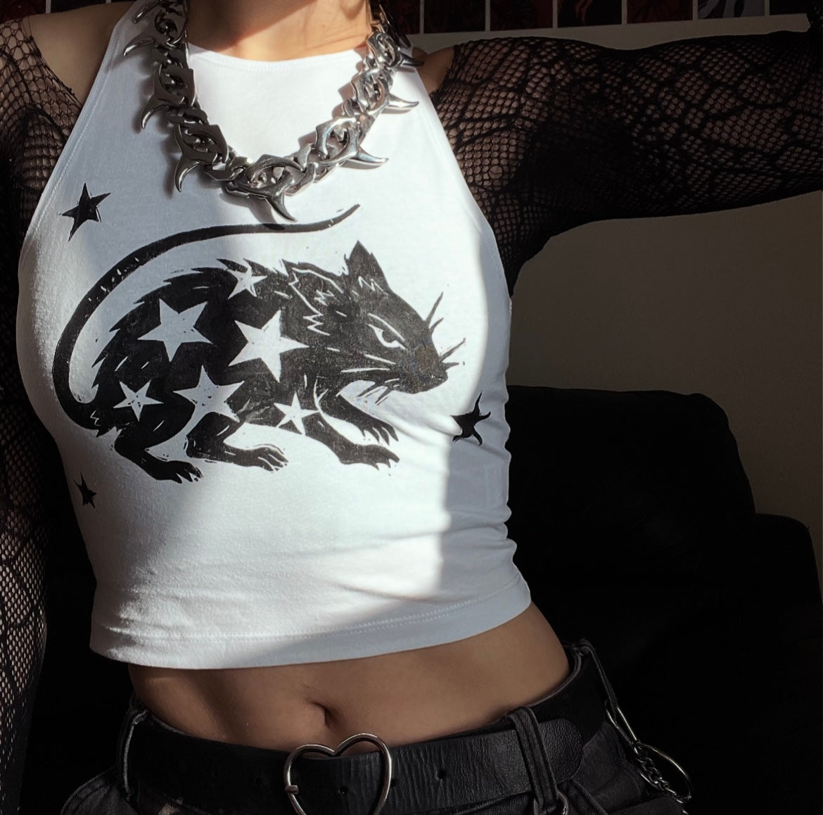 STARRY RAT white crop top