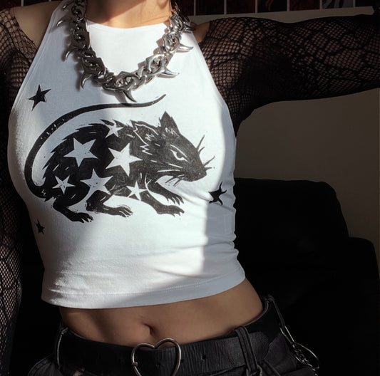 STARRY RAT white crop top