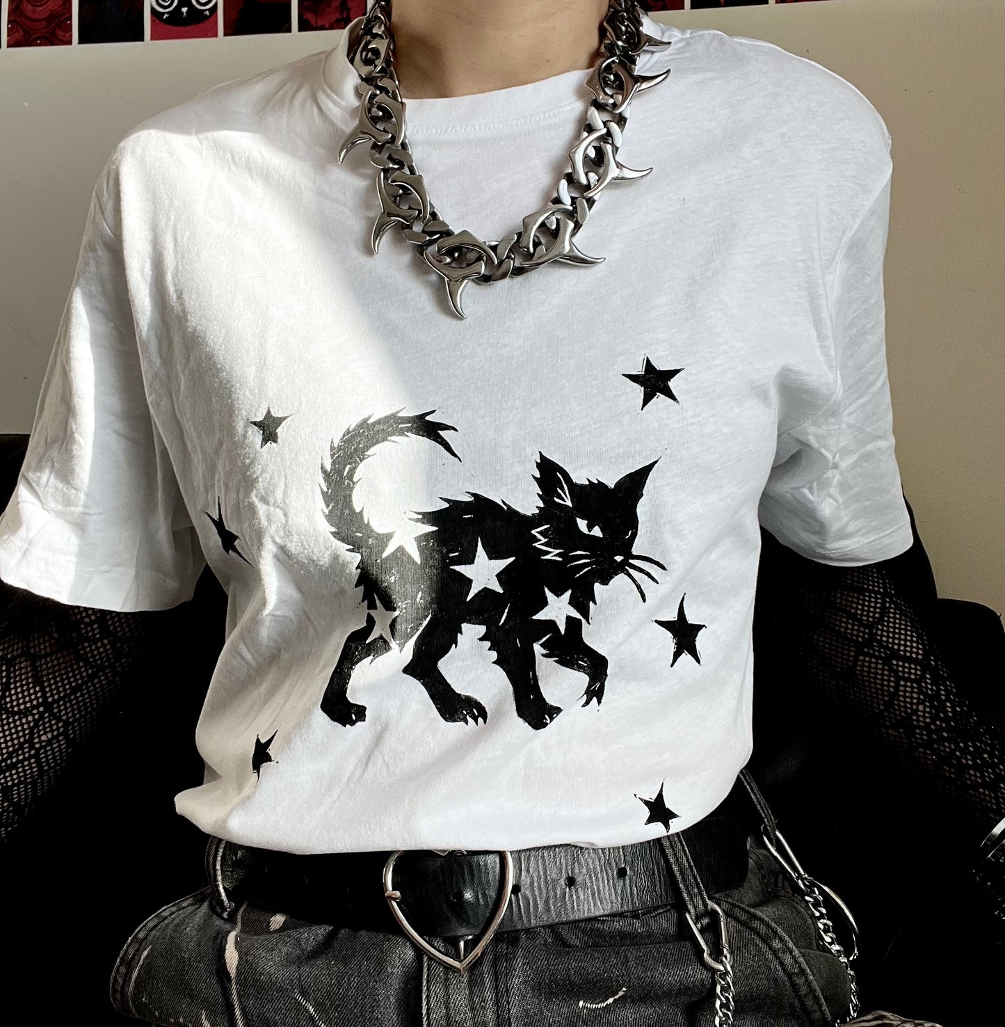 STARRY CAT white T-shirt
