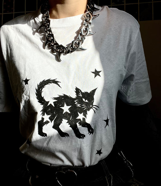 STARRY CAT white T-shirt