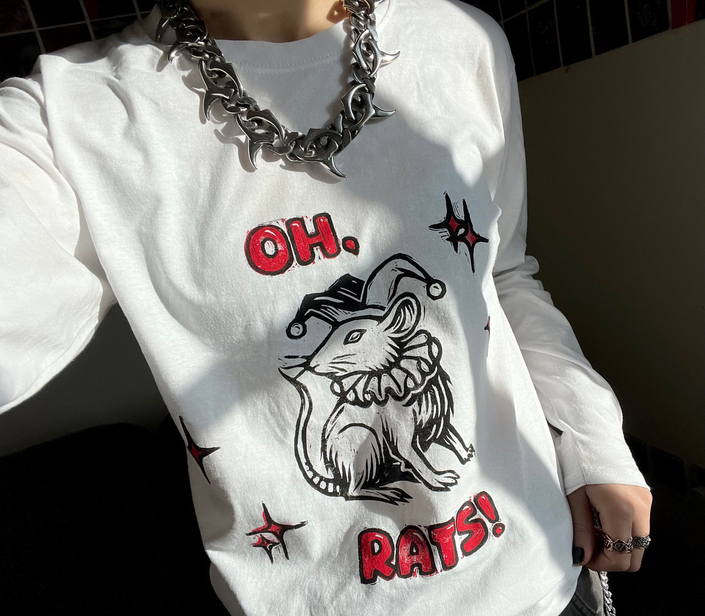 OH, RATS! jester rat white longsleeve top