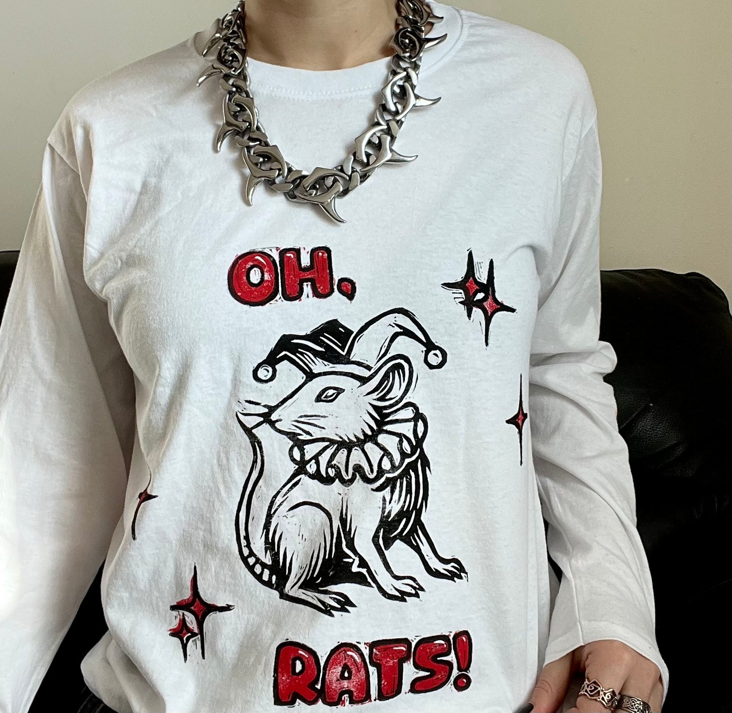 OH, RATS! jester rat white longsleeve top