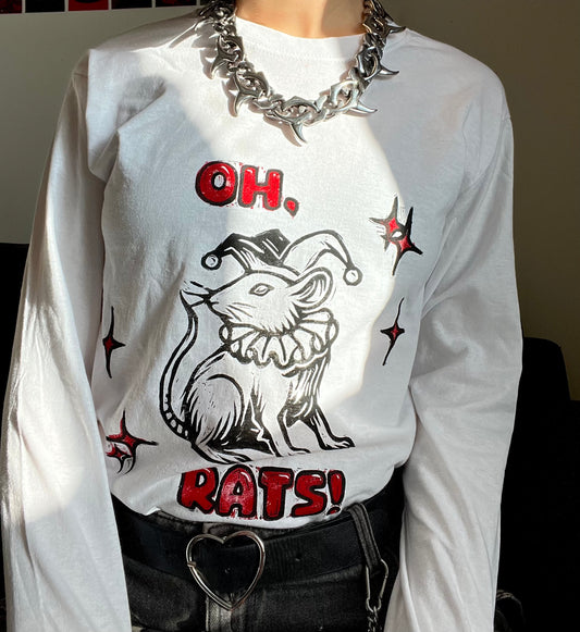 OH, RATS! jester rat white longsleeve top